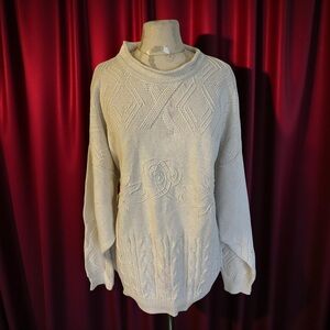 Portobello’s Vintage Cream Knit Sweater – Size XXL - Late 1980s to Early 1990s